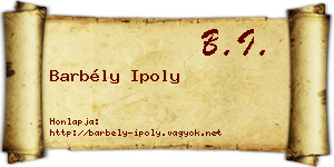 Barbély Ipoly névjegykártya